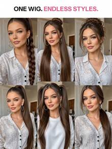 Wrap Around Remy Human Hair Ponytail Extension 14-22 Inch, Medium Brown Soft Silky Natural Invisible Real Hair Ponytail Hairpiece For Women Daily Wear Party Wedding - S4 - View 7