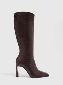 CUCCOO BIZCHIC Classic Western-Style Women's High-Heeled Platform Boots, Suitable For Daily And Festive Occasions In Autumn And Winter - Chocolate Brown - View 2
