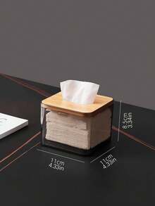Elegant Bamboo Wood Tissue Holder, Decorative Tissue Storage Box For Living Room Coffee Table, Fits Napkins, Facial Towels And Tissue Paper - Multicolor - View 5