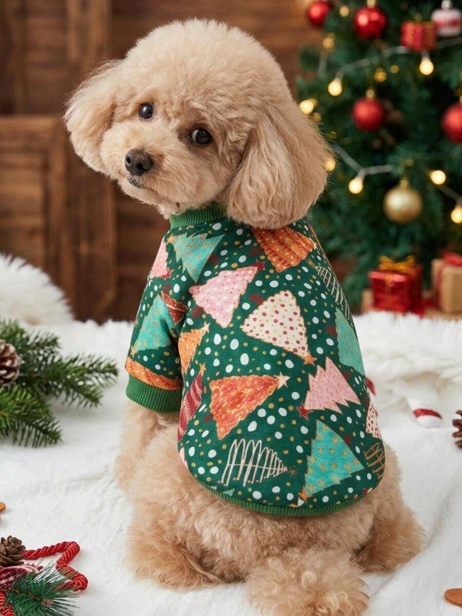 PETSIN 1 Pc Christmas Tree Printed Green Pet, Suitable For Cats And Dogs - Multicolor - View 1