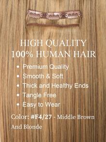 7PCS With 20 Clips Straight Clip In Hair Extensions 100% Real Human Hair Color F4/27# Medium Brown Highlights Honey Blonde 14-22 Inch 115G Double Weft Invisible Clip Hair Extensions Remy Natural Human Hair For Women Girls Daily Use - SP4/27 - View 3