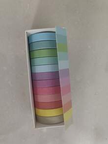 6/12 Rolls Decorative Solid Color Paper Tape Set, Rainbow DIY Masking Tape, Suitable For Notebooks, Planners And Labeling, Back To School Supplies - Youth Macaron - View 8