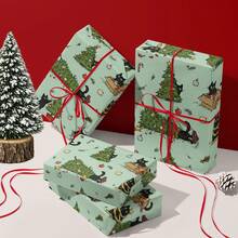 Black Cat Christmas Tree Wrapping Paper, Cute Cartoon Holiday Gift ...