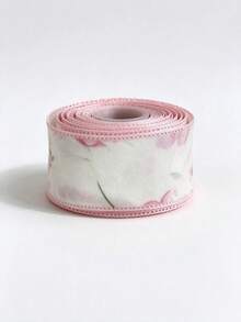 1 Pc,2.5cm/0.98in Wide,Organza Floral Printed Decorative Ribbon, 5 Yards/Roll, Gift Wrapping Valentine's Day - Pink - View 7