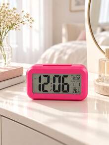 1pc Rectangle Digital Alarm Clock, Large LCD Display With Time Date & Temperature, Table Clock, Minimalist Desktop Decor For Study Room Bedroom, Ideal Gift(Batteries Not Included) - multicolor - View 6