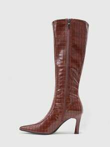 CUCCOO BIZCHIC Autumn And Winter Retro Pointed Square Heel Dark Brown Tall Fashion Boots Temperament Commuter Dating Women's Boots - Brown - View 8