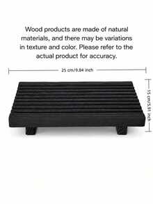 Haus Hana 1Pc Black/Brown Wooden Tray Stand, Modern Minimalist Raised Countertop Organizer, Rectangular Soap Dish Holder, Bathroom Vanity Storage Tray, Kitchen Sink Decor, Dresser Desktop Display Base For Home - Multicolor - View 14