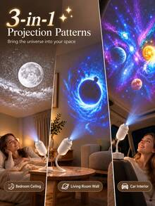 Teckwe 1pc USB Star Galaxy Projector Lamp, 3 Projection Films, Planet Space Starry Sky Light, Bedroom Home Decor, Night Light, Ideal Gift - multicolor - View 2