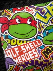 TEENAGE MUTANT NINJA TURTLES | SHEIN 塗鴉角色保溫午餐提袋，便攜手提包，附厚保溫層，適用野餐與日常餐點 - 黑綠 - 查看 5
