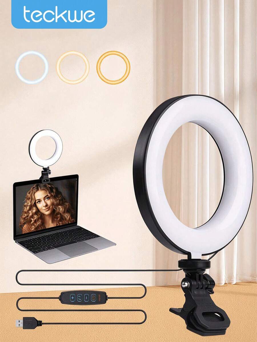 Teckwe Video Conference Lighting Kit, Ring Light For Monitor Clip On, For Remote Working, Distance Learning, Zoom Call Lighting, Self Broadcasting And Live Streaming, Computer Laptop Video Conferencing - 6"RING LIGHT - View 1