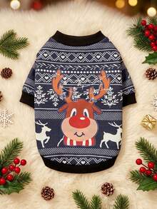 PETSIN 1 Pc Cute Christmas Reindeer Print Pet Dog/Cat Warm Sweatshirt Without - Multicolor - View 4