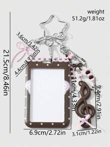 ROMWE Anime 1 Two-Dimensional Retro Sweet And Versatile Multi-Color Beaded Acrylic Notes Bow Wings Star Love Card Cover Star Card DIY Keychain Bag Pendant - Multicolor-222 - View 3