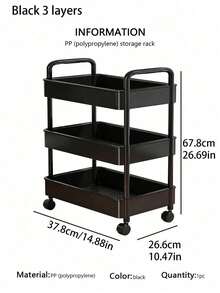 3-Tier Rolling Makeup Organizer Cart, Plastic Freestanding Multi-Functional Trolley With Rotatable Tray, Easy To Assemble, Versatile Storage For Office, Kitchen And Pantry - Multicolor - View 11
