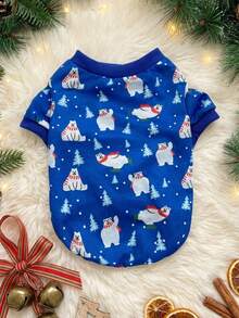 PETSIN 1 Piece Of Red Scarf, Teddy Bear, Ice Skating, Cedar Tree Pattern, Printed Pet, Soft And Comfortable Pet Clothing - Multicolor - View 1