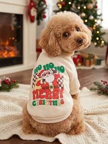 PETSIN 1 Pc Pet Christmas Cat Dog Universal Grid Santa Claus Fashion Pattern Printed Apricot Fleece Warm And Comfortable Dog Christmas - Multicolor - View 5