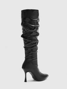 CUCCOO BIZCHIC Ladies Elegant Pointed Heel Pleated Boots Women's Boots - Black - View 7