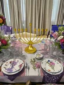 European Vintage Candlestick Holiday Decoration Multi-Head Candle Holder Gold Iron Art 9-Head Candelabra - gold - View 3