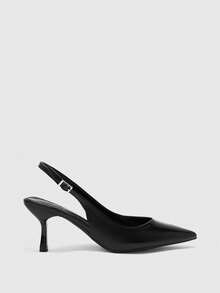 CUCCOO BIZCHIC Spring And Summer New Pointed Thin Heel Middle Heel Black Comfortable And Versatile Temperament Elegant Glossy Low Vamp Rear Lift Commuting Dating - Black C - View 3