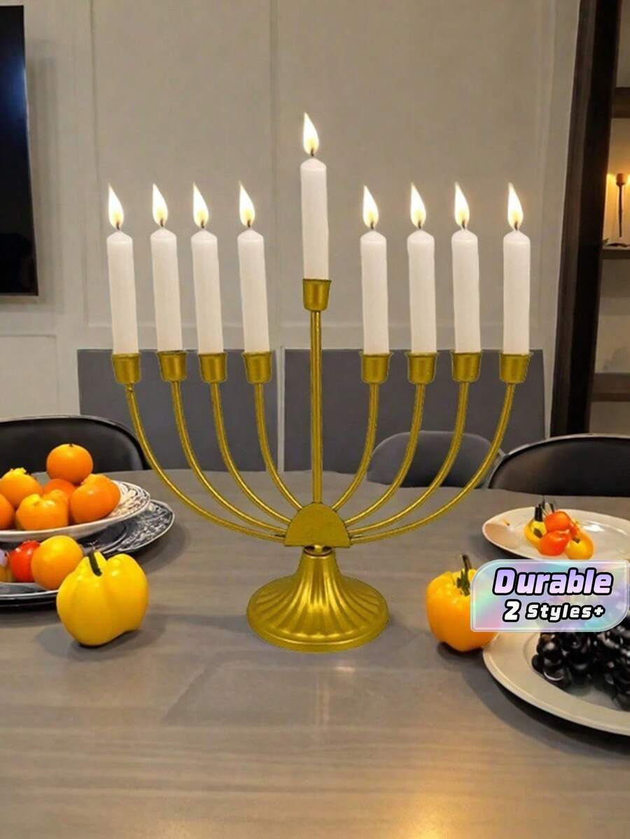 European Vintage Candlestick Holiday Decoration Multi-Head Candle Holder Gold Iron Art 9-Head Candelabra - gold - View 1