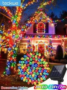 Teckwe Solar Christmas Lights Outdoor, 200/100/20 LED, IP44 Outdoor Solar String Lights Festival Fairy LIghting With 8 Modes Auto On/Off For Porch Tree Garden Xmas Decorations - multi-color - View 10