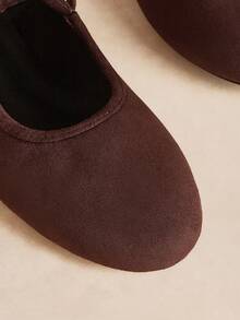 Rosivie Women Shoes Bow Coffee Brown Ballet Shoes Casual Versatile Commuter Simple Buckle Flats - Caramel Brown - View 8
