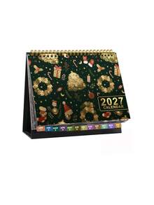 2027年桌曆，星空與梵谷向日葵圖案桌面翻頁日曆，螺旋裝訂月計畫表附月索引索引標籤，辦公室、居家、學校用立式桌曆，每日行程管理裝飾桌上配件 - 多色1 - 查看 13