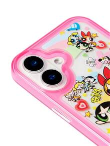 THE POWERPUFF GIRLS X SHEIN 時尚防摔手機殼 附愛心掛繩 防摔保護手機殼 相容 iPhone 11-17 系列 - 粉色 - 查看 5