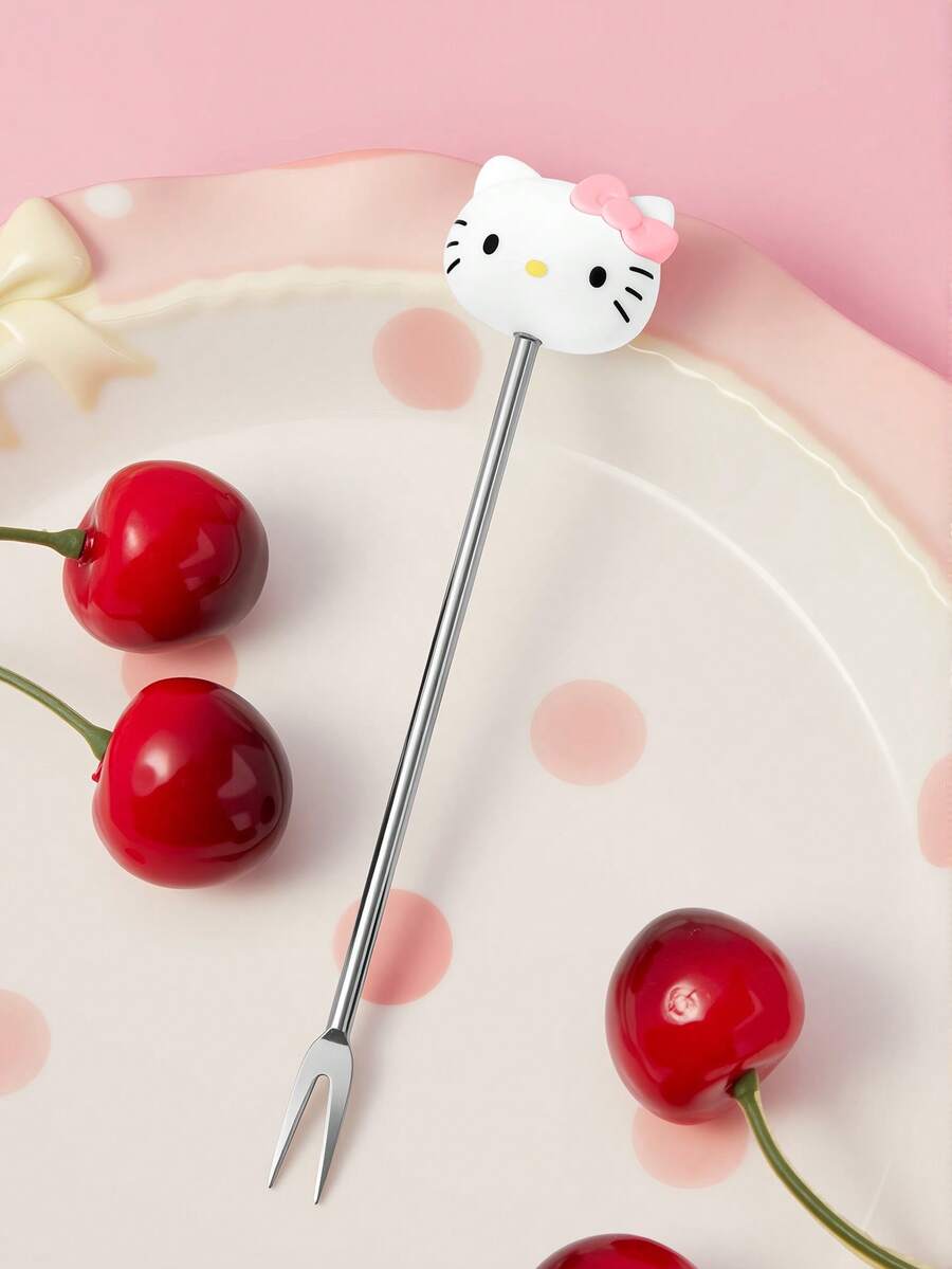HELLO KITTY AND FRIENDS | SHEIN شوكة فاكهة لطيفة - أبيض - مشاهدة 1
