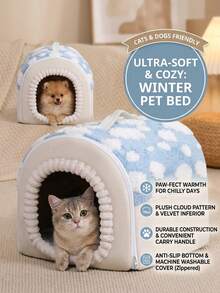 PETSIN This Cloud-Shaped Cat House Is A Comfortable Portable Cat Bed, A Detachable And Washable Indoor Dog House, And A Warm Pet Burrow Nest, Suitable For Rabbits, Dogs, And Cats All Year Round. - Multicolor - View 2