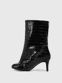 CUCCOO SZL Women's Fashion Square Heel Versatile Short Boots, Holiday Shoes - Black - View 4