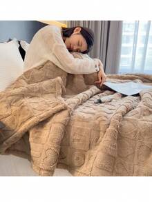 Cirelle Embossed Heart Throw Blanket, Ultra Soft Plush Sherpa Fleece Blanket For Couch Sofa Bed, Thick Warm Light Brown Blanket With Heart Pattern - Coffee Brown - View 12
