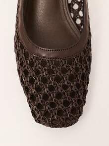 Nöista Women's Fashion High-Heeled Shoes, Brown Woven Cross-Strap Sandals, Exquisite Mesh Upper, Breathable And Comfortable, Retro Style, Suitable For Spring - Coffee Brown - View 7