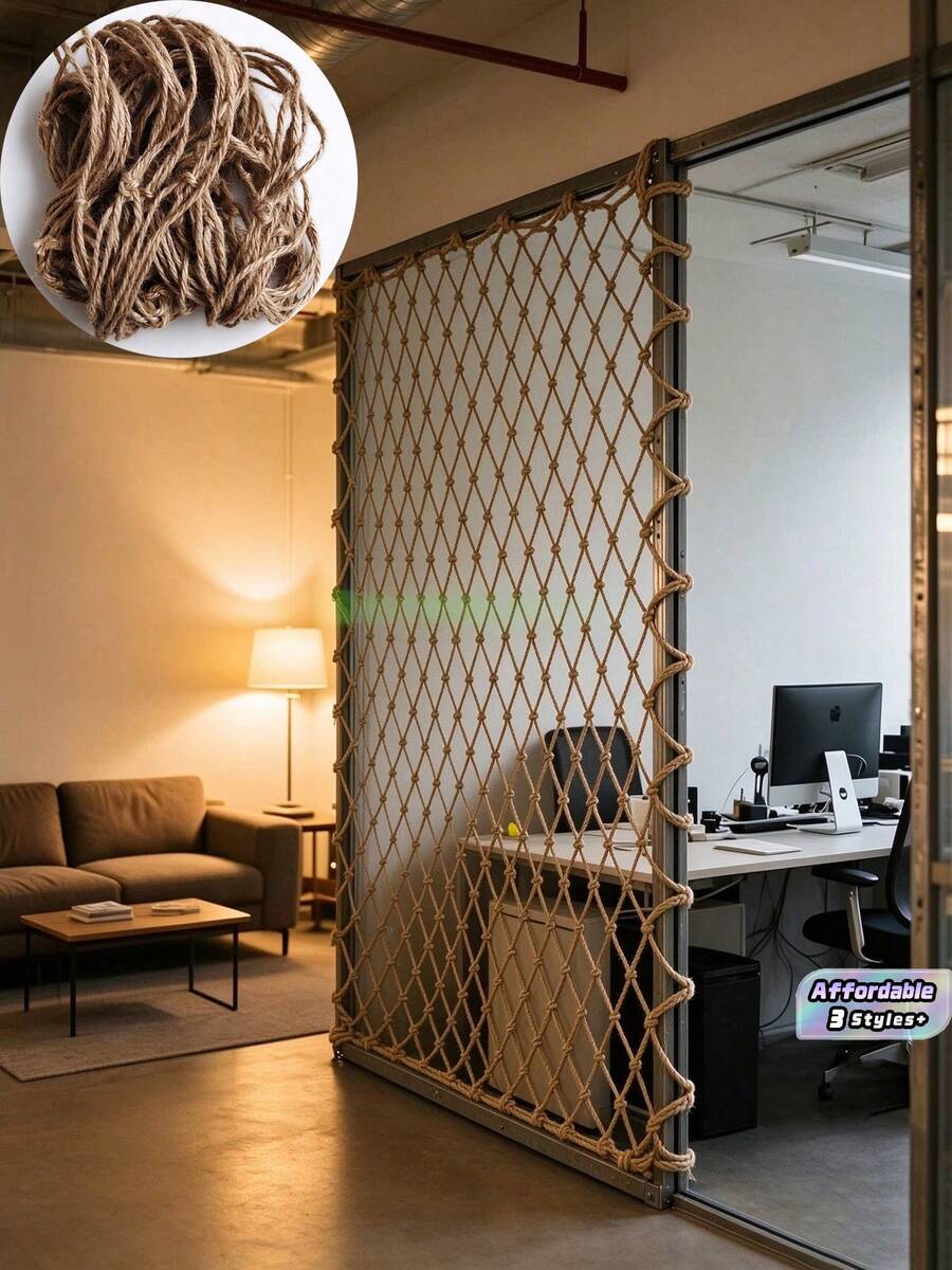 1 Pc,Retro Jute Rope Net, 39.37inX39.37in/78.74in/118.11in, Outdoor Nets, Rope Nets, Cat Balcony Nets, Stair Railings Nets, And Indoor And Outdoor Decorative Rope Nets