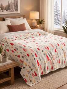 Cirelle Christmas Tree Throw Blanket, Ultra Soft Plush Fleece Blanket For Couch Sofa Bed, Flannel Holiday Decorative Christmas Blanket With Snowflake Pattern, Winter Seasonal Holiday Gift - Red and White - View 2