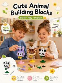 Zazumi 1pc Aesthetic Animal Miniature Building Set – Chic 3D Puzzle With Rainbow Base Detail – Dreamy Desktop Ornament For Minimalist Home Decor – Sentimental Valentine's Day & Festive Gift For Special Moments - Multicolor - View 9