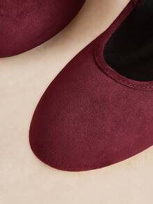 Rosivie Women Shoes Bow Burgundy Ballet Shoes, Casual Versatile Commuter Simple Buckle Flats - Melno burgundy - View 9
