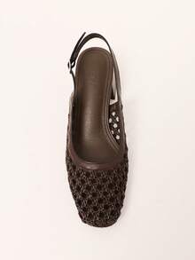 Nöista Women's Fashion High-Heeled Shoes, Brown Woven Cross-Strap Sandals, Exquisite Mesh Upper, Breathable And Comfortable, Retro Style, Suitable For Spring - Coffee Brown - View 6