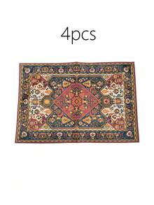 1pc/4pcs/6pcs Bohemian Style Decorative Placemats, Black & Red Geometric Linen Placemats, Washable & Stain-Resistant Placemats Suitable For Home, Restaurant, Dining Table Decoration, Household Items - Multicolor - View 16