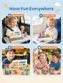 MINKOJA 40Pcs Letter Number Magnetic Blocks Set, Transparent Color Magnetic Cubes, English Spelling & Math Early Education Toy, Portable Metal Box, Kids Preschool Educational Gift - Multicolor - View 4