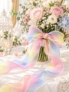1. Ruffled Wave Organza Ribbon, Lightweight Sheer Wavy Ribbon Roll, Elegant Decorative Ribbon For Present Wrapping, Bouquet Arrangement, Birthday & Wedding Party Decoration - multicolor - View 11