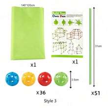 Children's DIY Fortress Set Up, Assembled Building Block Toys, DIY Space Creation, Build Space Thinking Castle, Indoor And Outdoor Creative Fortress Tent Set - Multicolor - View 12