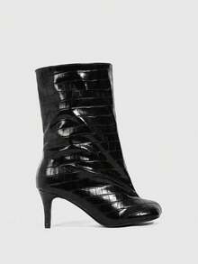 CUCCOO SZL Women's Fashion Square Heel Versatile Short Boots, Holiday Shoes - Black - View 2