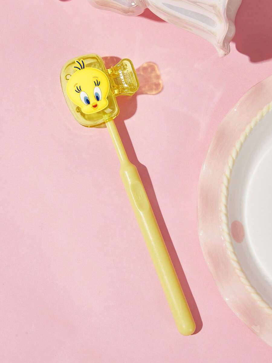 LOONEY TUNES X SHEIN 1 Travel Toothbrush Storage Clip, Portable Toothbrush Head Protective Cover - Yellow - View 1