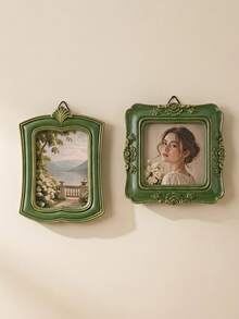 Cirelle إطارات صور صغيرة خضراء عتيقة، إطار صور صغير من الراتنج بأسلوب باروك، عرض صور مزخرف على المكتب مع حافة ذهبية، إطار معرض صغير للمنزل والمكتب والطاولة، ديكور الرف، هدية منزل جديد - متعدد الألوان - مشاهدة 3