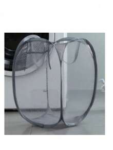 1 Laundry Basket, Foldable Laundry Basket, Portable Mesh Household Storage Basket, Dirty Laundry Storage Basket, Dirty Laundry Storage Box, Household Toy And Miscellaneous Items Storage Rack, Bathroom Hanging Storage Basket - White 1pcs - View 6