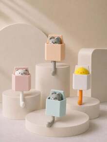 Zazumi 1PC Cartoon Cute Mouse Hook Fun Push Button Design Strong Adhesive No Drill Wall Mounted For Coat Hat Key Holder Bathroom Kitchen Entryway Home Organizer - Multicolor - View 8