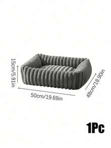 PETSIN 1Pc Striped Plush Pet Bed, Crafted With Thickened Fluffy Plush Fabric In Ribbed Design, Offers Warm Cushioned Support For Rest, All-Season Usable, Ideal For Small Cats And Puppies Resting Inside Bedroom And Living Space. - Multicolor - View 11