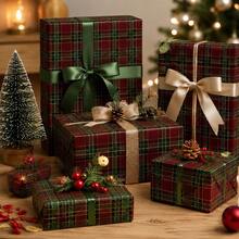 5m Roll Plaid Pattern Single-Sided Kraft Paper, 43cm X 500cm Thick Gift Wrapping Paper For Christmas, New Year, Birthday, Bachelorette Party, Holiday Decoration - Red and Green Checkered Pattern - 5m - View 6