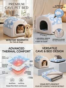 PETSIN This Cloud-Shaped Cat House Is A Comfortable Portable Cat Bed, A Detachable And Washable Indoor Dog House, And A Warm Pet Burrow Nest, Suitable For Rabbits, Dogs, And Cats All Year Round. - Multicolor - View 7
