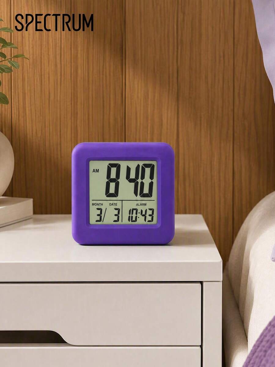 1pc Modern Minimalist Cube Digital Alarm Clock, Soft Backlight, AA Battery Operated (Batteries Not Included), Snooze & Calendar Display, Cute Desk Clock For Bedroom Home Decor - multicolor - View 1